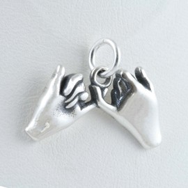 Pinky Promise Swear Hands Best Friends 925 Sterling Silver Charm Pendant Bracelet Jewelry Making Supply