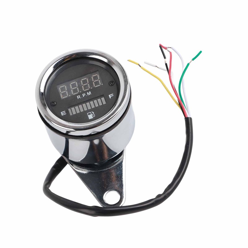 Motorcycle Digital Tachometer Tacho Speedometer Gauge 2 Airguide Cylinder Modified