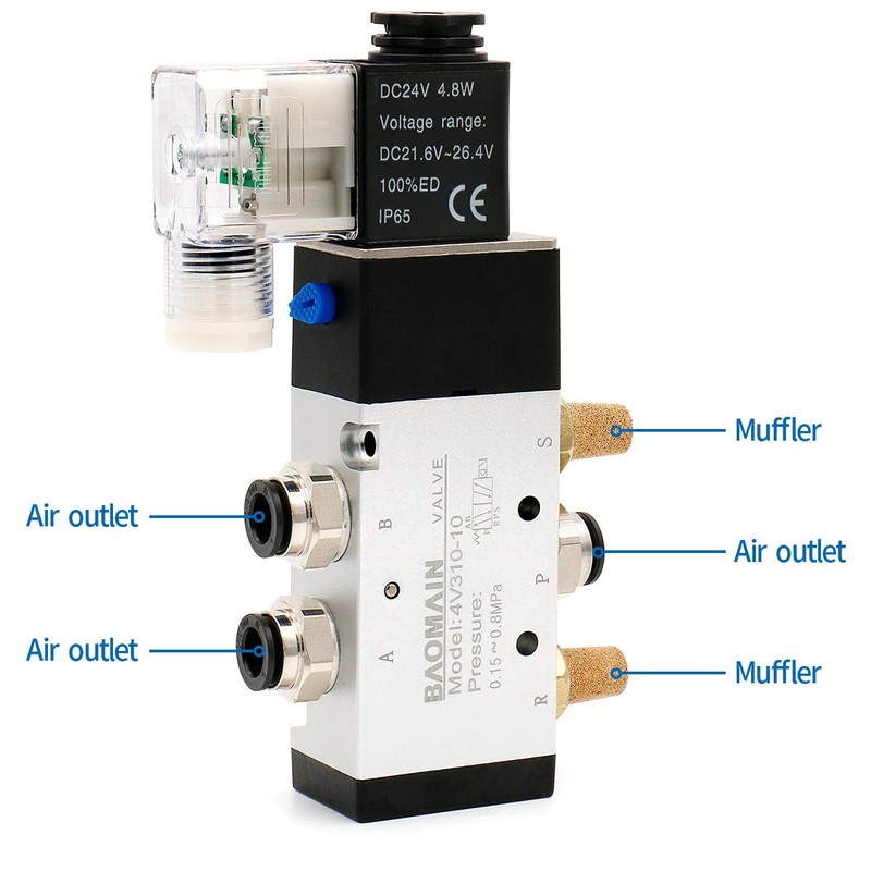 Baomain Pneumatic Solenoid Valve 4V310-10 DC 24V PT 3/8" 2