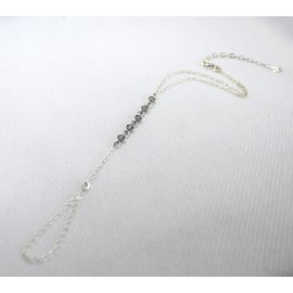 Faire de la Mode Silver CZ Diamond Ring Bracelet Hand Chain, Silver Finger Bracelet, Silver Hand Jewelry Accessories for Women, 6" to 8" adjustable wrist length (Rhodium, 5 Diamond)