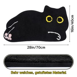 Yamepuia Badezimmerteppich - Schwarze Katze Badematte,rutschfest Waschbar Bathroom Mat,Niedlich Absorbent Schwarze Katze Badteppich für Badezimmer,Badewanne,Eingang,TüRmatte,40 X 70cm
