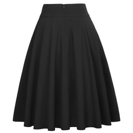 Belle Poque Women's Vintage Casual Skirt Bow Tie Summer Flowy Midi Black Skirts with Pockets XL