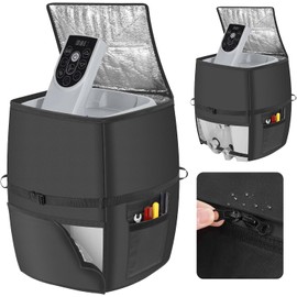 Hot Tub Spa Heater Pump Cover,Waterproof 600D Oxford Fabric Aluminum Film Insulated Cover,Inflatable Hot Tub Spa Heater Pump,Easy Installation with Zipper,Black,Square,18.9" D x 13" W x 18" H