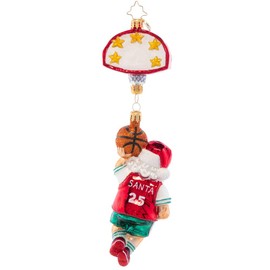 Christopher Radko Hand-Crafted European Glass Christmas Tree Decorative Ornament, Baller Santa