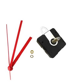 Dhorcas (#05) 3/4" Threaded Motor and Red 5" Hands and Hanger, Quartz Clock Movement Kit for Replacement