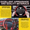 KEEPDSGN 15''Car Steering Wheel Cover Leather Non-Slip Carbon Fiber For