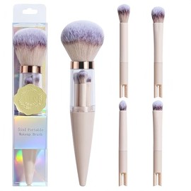 BS-MALL Juego de brochas de maquillaje de viaje 5 en 1, brochas de maquillaje portátiles para rubor en polvo, brochas de maquillaje multiusos ligeras 