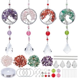 BEUNITONE 200 Pcs Sun Catcher Crystal DIY Tree of Life Sunshine Catchers Kit for Window Indoors DIY Sun Catchers Making Kits for Wall Hanging Dream Catchers for Car Rainbow Maker Garden Home Decor