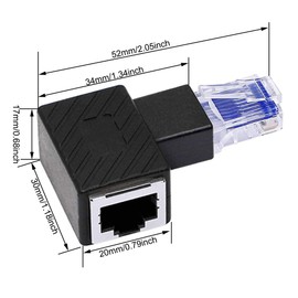 DKARDU 4Pcs Ethernet Adapter 90 Degree RJ45 Male to Female Extension Cat6 LAN Network Connector for Printer Computers Laptops Routers(Left Angle+Right Angle)