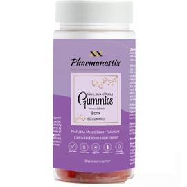 Hair, Skin & Nail Beauty Gummies - Biotin, Zinc, Vitamin D3, Selenium, Vitamin C - Vegetarian Berry Chewable Gummies - Gluten, Dairy, Soy & GMO Free -120 Gummies 2 Packs