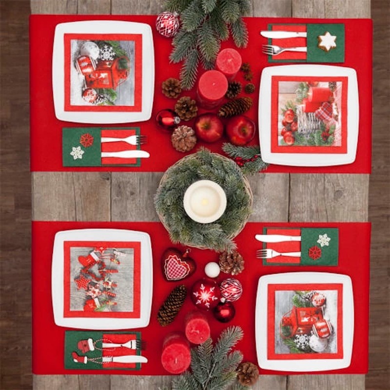 20 Napkins Lantern with Christmas Baubles Winter Christmas Table Decoration