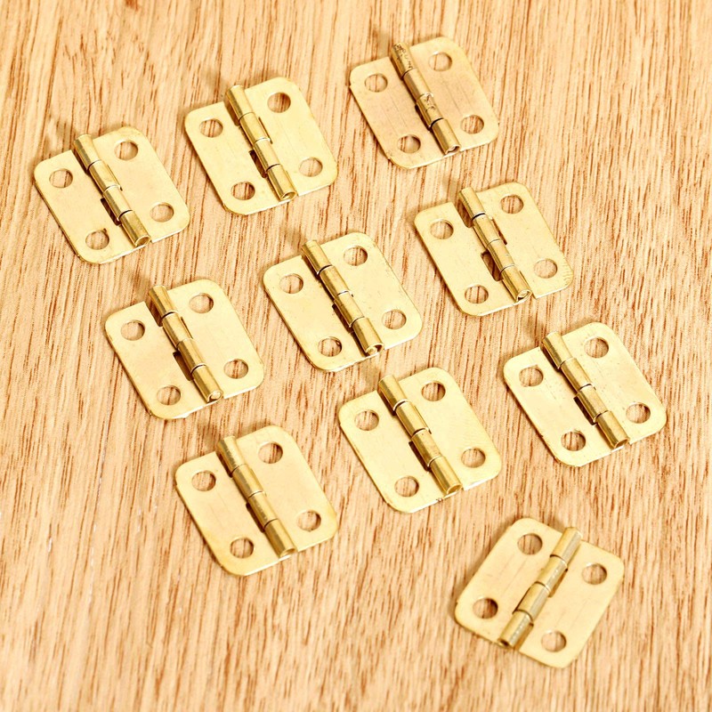 Mgoodoo Pack of 10 Mini Hinges Gold Stainless Steel Small
