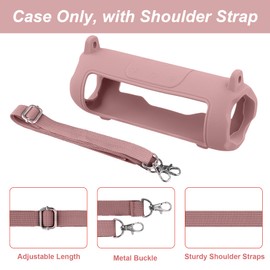 khanka for JBL Flip 7 Waterproof Portable Bluetooth Speaker Silicone Case,Soft Protective Sleeve Cover with Shoulder Strap for JBL Flip 7 Speaker (Pink)