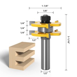 Tongue and Groove Set - APLUS Router Bit Set [ 2 Pcs ] - Woodworking Milling Wood Cutter Tool for Engraving Machine Trimming Machine (1/2" (12.7mm))