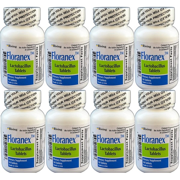 Floranex Probiotic for Colon Health Generic for Lactinex 50 Tablets per Bottle Pack of 8 Total 400 Tablets