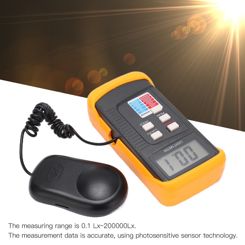 Digital Illuminance Light Meter LCD Display 0.1‑200000LX Illuminometer with Storage