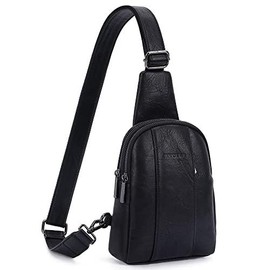 HKCLUF 4059 Crossbody Sling Bag For Women Vegan Leather Crossbody Fanny Packs Fashion Chest Bag with Adjustable Strap Perfect for Back to School:_Black 