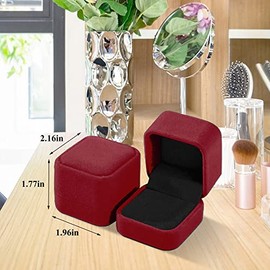 Parts Express Paquete de 2 cajas de terciopelo para anillos, caja de joyería con colgante de pendientes, cajas de regalo para aretes de anillo, exhibición de joyas