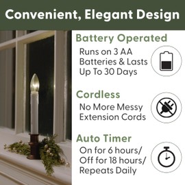 612 Vermont Ultra-Bright LED Window Candles with Timer, Battery Operated, Slim-Line Metal Base, VT-2813-AW-4R (Antique Bronze, Pack of 4)