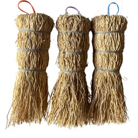 Set of 3 Natural Fiber Dish Brush Cleaners - Mexican Escobeta de Raiz Natural 5" with Hangers - Sustainable Kitchen Cleaning Scrubber Brushes for Pots, Sinks, and Pans - Yellow Cepillo Limpia Trastes