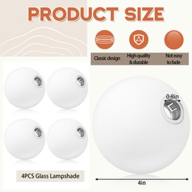 Retisee 4 Pack Lighting Replacement Glass Lampshade Glass Light Bulb Cover Replacement Globes 4 Inch Milky White 0.8 Inch Fitter for G9 Bulb