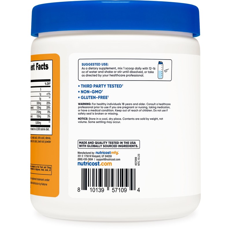 Nutricost BHB Salts Drink Mix (30 Servings, Peach Mango Flavored)