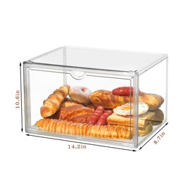 SANKEU 4 Pcs Bread Boxes for Kitchen Countertop, Large Bread Storage Container, Pastry Display Case Stackable Bread Keeper for Bread, Bagel, Muffins