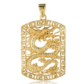 Pendant for Men Gold Plated Square Hollow Carved Dragon Pendants Only Jewelry Gifts for Man