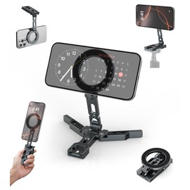 Gahenwo Smart Phone Tripod, Magnetic, Mini Tripod, Compatible with Magsafe, Foldable Stand & Handheld Mode, 360 Degree Rotation, Landscape/Vertical Position, 1/4 Inch Screw Hole, Cold Shoe Included