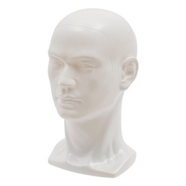 Esyogen Male Model Head Made of PVC Wig Head Decorative Head Mannequin Head Hats Glasses 50 Head Circumference x 30 cm Product Height (White Glossy)