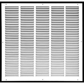 HVAC Premium 25'' x 26'' [Duct Opening] Flat Stamped Steel Return Air Grille - Sidewall and Ceiling - HVAC Vent Duct Cover - White [Outer Dimensions: 26.75''w X 27.75''h]