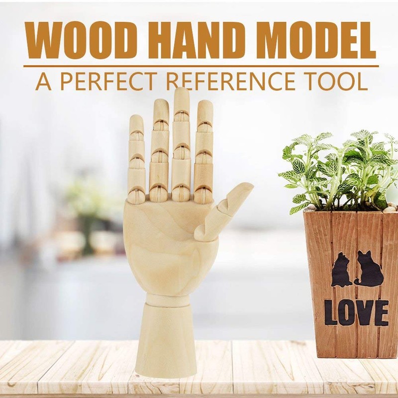 Wooden Hand Model, Mannequin Hand Flexible Movable Fingers Manikin Hand