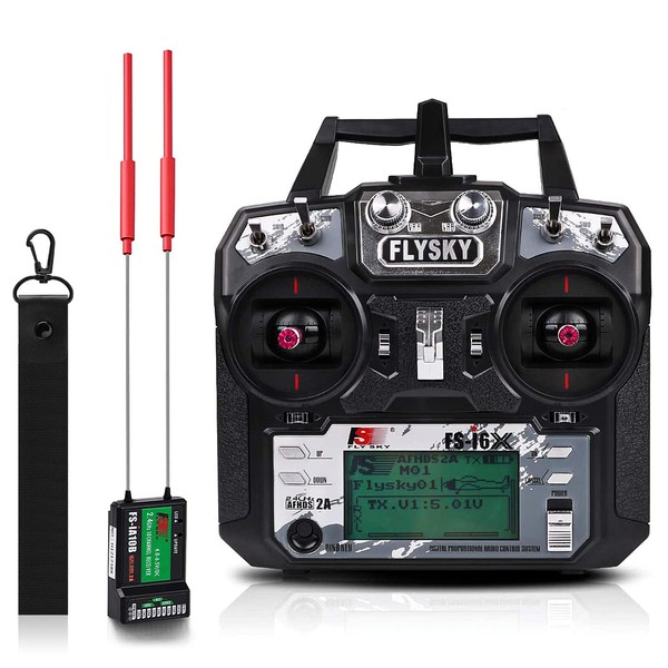 Flysky FS-i6X 10CH Radio Transmitter + Flysky ia10B RC Receiver (2.4GHz, AFHDS 2A, RC Transmitter) for FPV Racing RC Drone Quadcopter by (MODE-2 Left Hand Throttle)