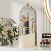 Cosmetic Storage Holder Box Transparent Rotating Sliding Door Makeup Brush
