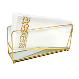 Shonmogar Bathroom Napkin Holder,Gold Glass Napkin Holder for Bathroom,Vertical Bathroom Guest Towel Holder with Feets,Stylish Guest Towel Holder Tray for Bathroom Toilet Dining Table Party Decor