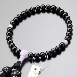 念珠 Dot Quartz Mala Women's About 8/Black Onyx Mauve 雲石 Silk 2 Colors Tassels Fighters 念珠 念誦 略式, Mother, Funeral Cremation 法要 Natural Lavender Amethyst 紫雲 Stone 2000200301271 Mala Bag Gift.