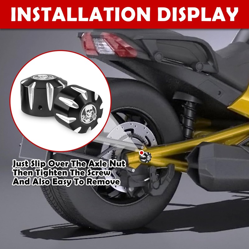 BAKAFOH Motorcycle Skull Rear Axle Nut Covers Fit for Can