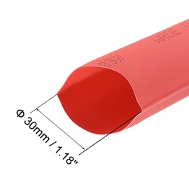 TOP-VIGOR 30mm Heat Shrink Tubing, 1M Length Heat Shrink Sleeving, 2:1 Ratio Heat Shrink Tube for Electrical Insulation, Repairs, Wrap Cable, Wire Connectors, Red