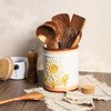 Bicuzat Ceramic Sunflower Embossed Pattern Kitchen Utensil Holder, Large Cooking