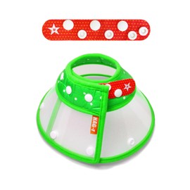 HAG-r Loosen Pochi Small Dog Cone with Supporters, Cat Cone, Adjust Dog's Neck to be 1inch Wider When Sleeping(Green, Comfy Snapper Set-M)