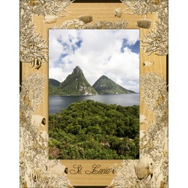 Saddle Mountain Souvenir St. Lucia Laser Engraved Wood Picture Frame Portrait (4 x 6)