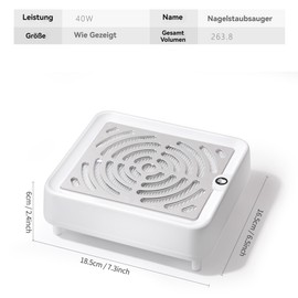 UUE Staubabsaugung für Nägel, Nagelstaubsauger, Nagel Staubabsaugung, 40W, abnehmbar, automatische Induktion, effiziente Staubentfernung, Silber, für Nagelstudios und Privathaushalte
