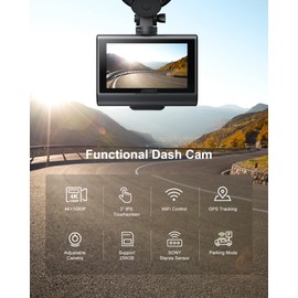 iZeeker Dash Cam Front and Rear 4K+1080P, WiFi GPS Car Camera Dash Cam with 32GB SD Card, 3” IPS Dashcam with 24H Parking Mode, Night Vision, WDR, 170°Wide Angle, G-Sensor, App Control, Loop Recording