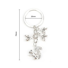Tranbath Stainless Steel Keyring Cute Squirrel and Acorn Pendant, Gifts for Women, Gifts for Girlfriend, Small Gifts for Women, Gift for Mum, Birthday Gift, silver