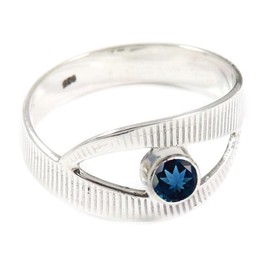 Londoner blauer Topas im Labor gezüchtet Edelstein-für Herren und Damen, alle Größen, 925 Sterling Silber Band Ring, Geschenkartikel, Schmuck TSR367AT_9 (55 (17.5))