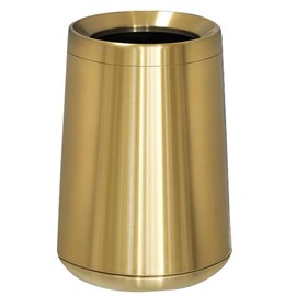 LEASYLIFE 10L/2.6GAL Brushed Gold Trash Can,Stainless Steel Trash Can,Conical Garbage Can with Top Opening,Gold Garbage Can for Bathroom，Bedroom，Hotel，Kitchen，RV