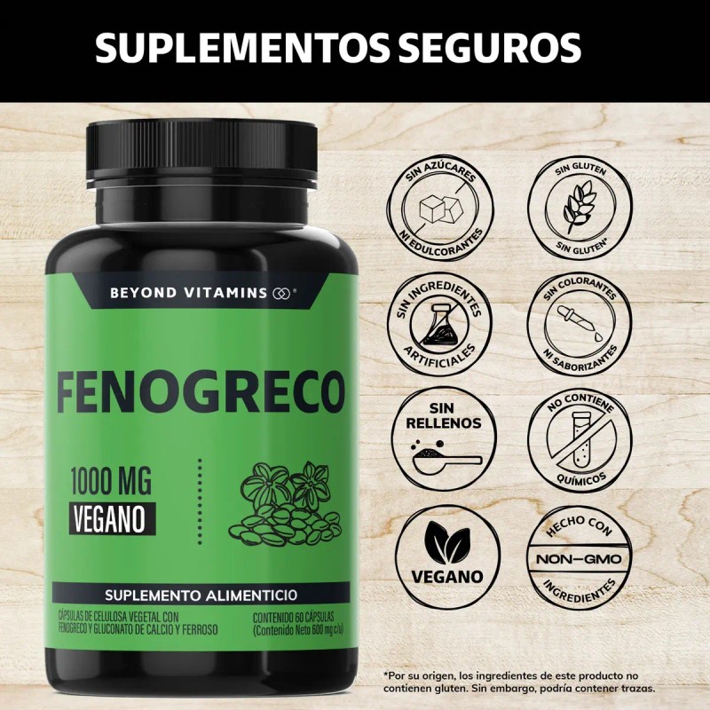 Beyond Vitamins Fenogreco 1000mg Calcio Hierro Aguaje Vegano Rellenos Fenugreek