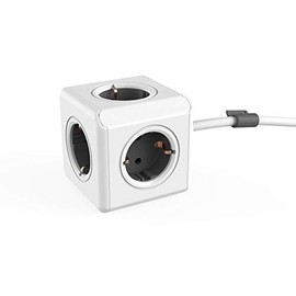 Power Cube Extended, Socket Cube with 5 Sockets, Desk Mounting Kit and 1.5 m Cable, Grey/White