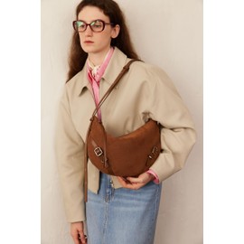 LA FESTIN Fashion Shoulder Bag for Women Large Capacity Genuine Leather Armpits Commuters, Lazybrown