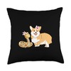 Funny Japanese Corgi Snake Art Throw Pillow